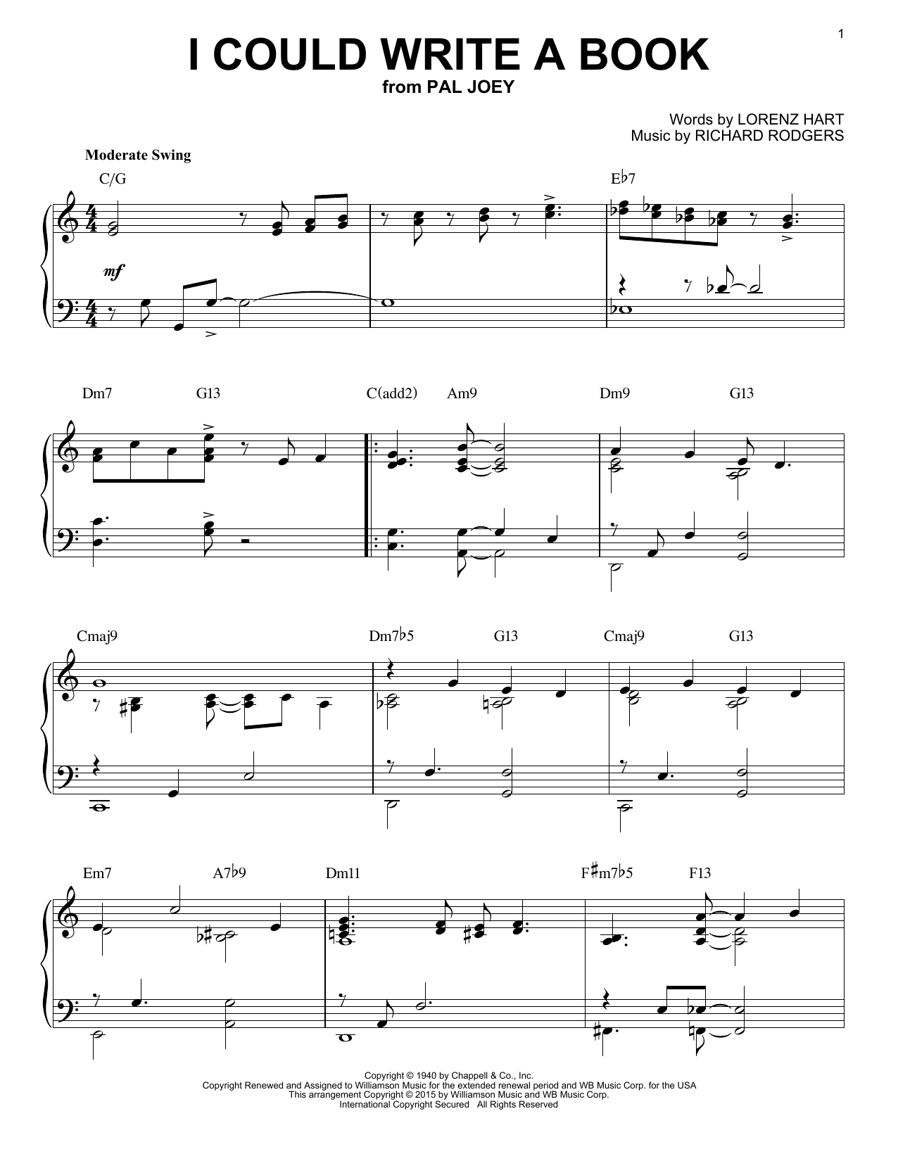 Download Richard Rodgers I Could Write A Book Sheet Music and learn how to play Piano PDF digital score in minutes
