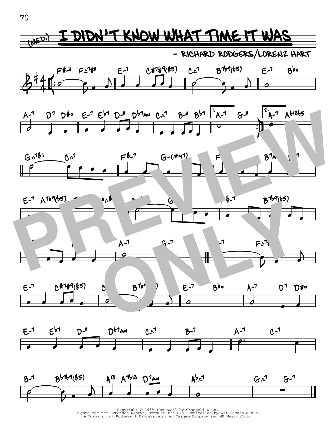 Download Rodgers & Hart I Didn't Know What Time It Was (arr. David Hazeltine) Sheet Music and learn how to play Real Book – Enhanced Chords PDF digital score in minutes