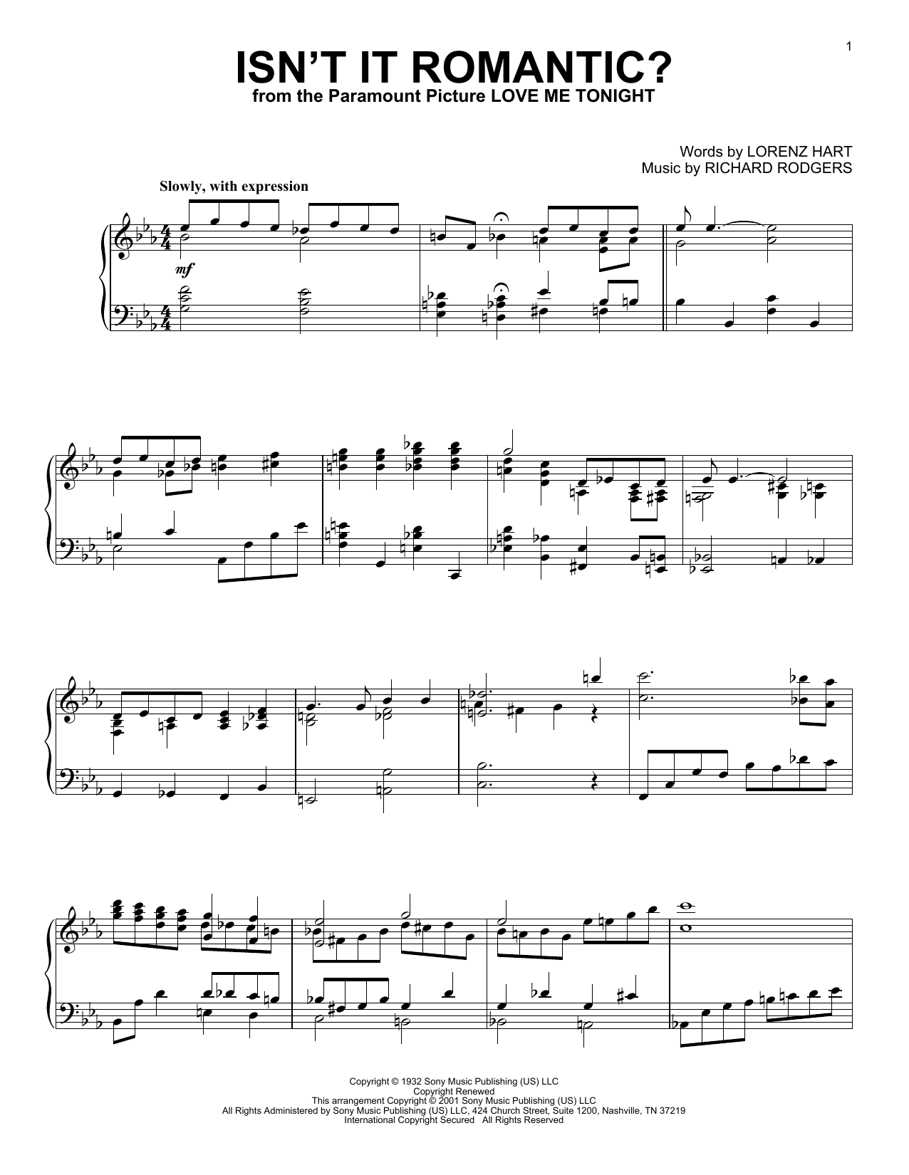 Download Rodgers & Hart Isn't It Romantic? (arr. Al Lerner) Sheet Music and learn how to play Piano Solo PDF digital score in minutes