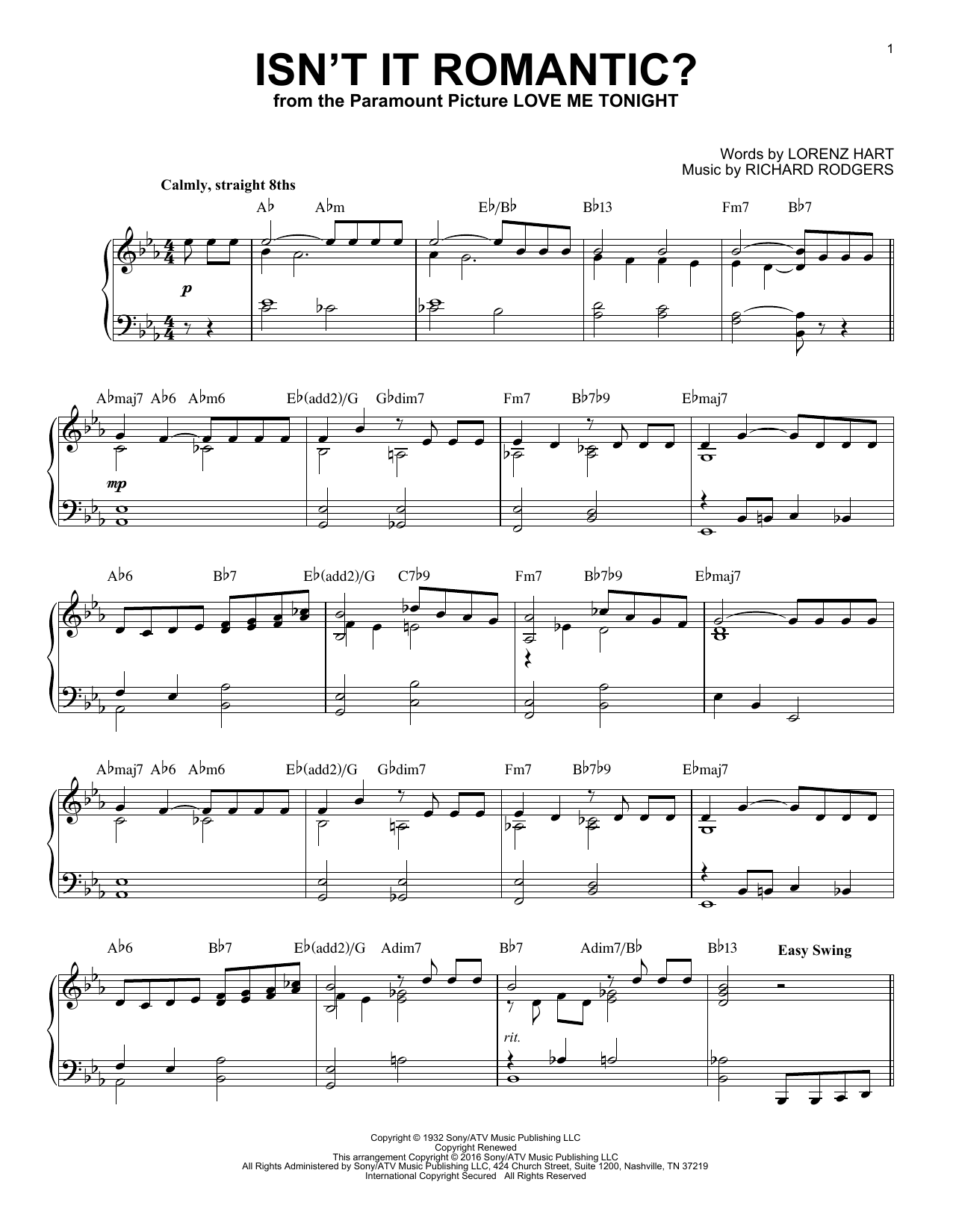 Download Rodgers & Hart Isn't It Romantic? Sheet Music and learn how to play Piano PDF digital score in minutes