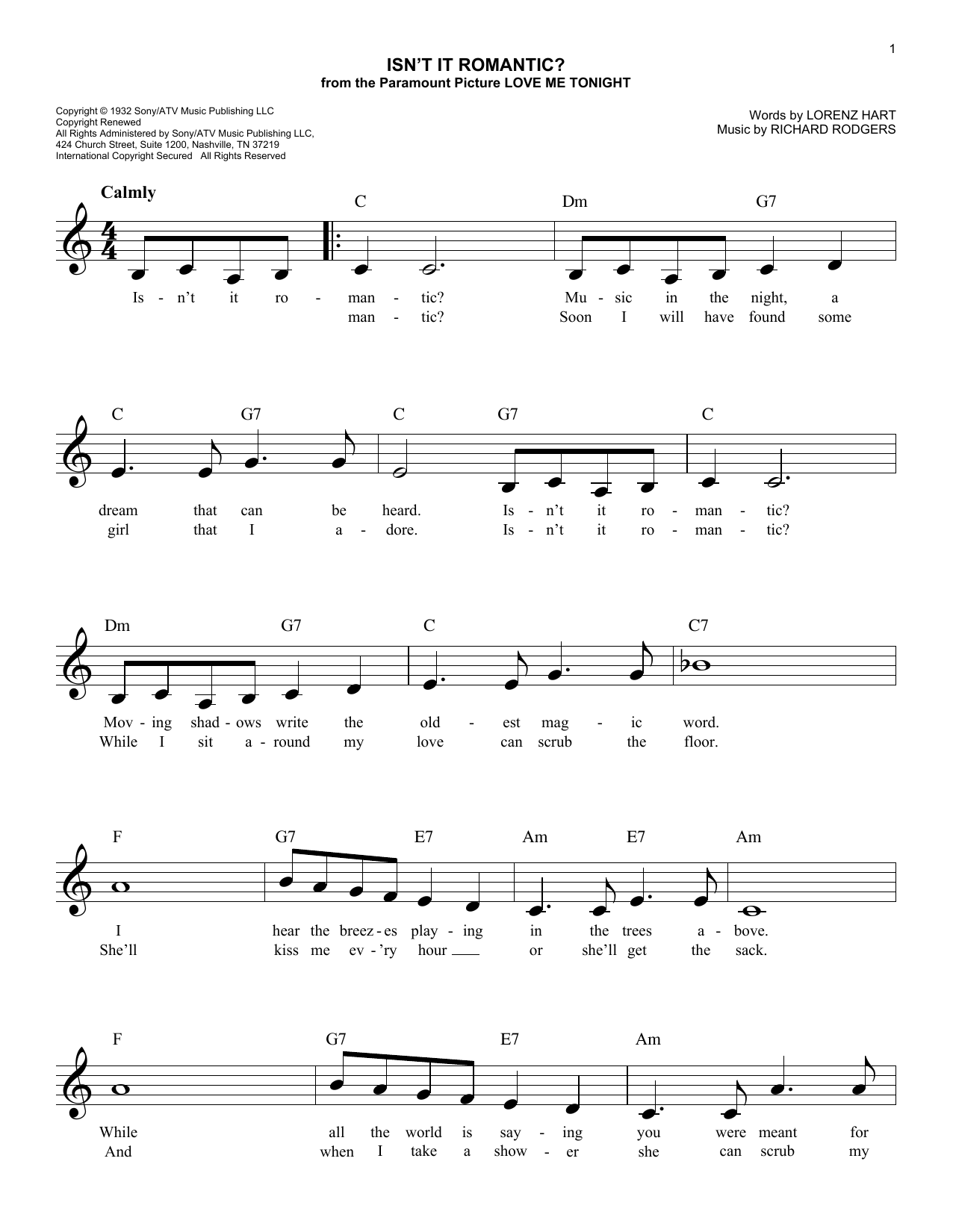 Download Rodgers & Hart Isn't It Romantic? (arr. Scott Houston) Sheet Music and learn how to play Lead Sheet / Fake Book PDF digital score in minutes