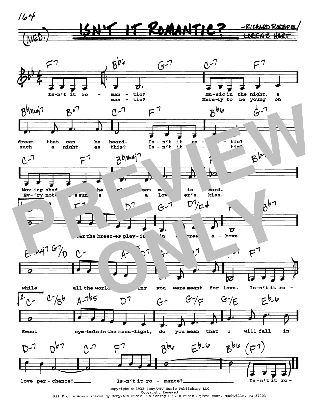 Download Rodgers & Hart Isn't It Romantic? (Low Voice) Sheet Music and learn how to play Real Book – Melody, Lyrics & Chords PDF digital score in minutes