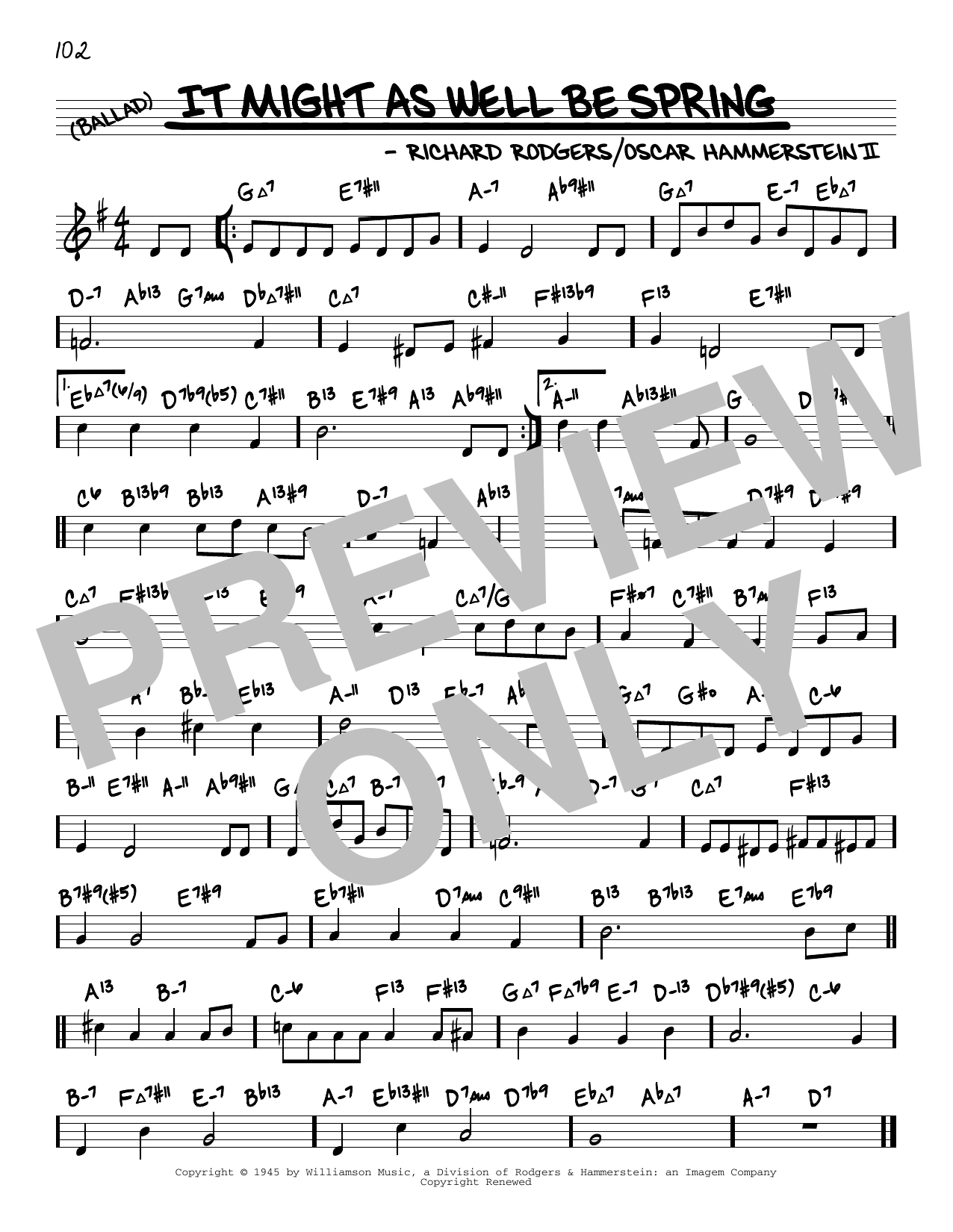 Download Rodgers & Hart It Might As Well Be Spring (arr. David Hazeltine) Sheet Music and learn how to play Real Book – Enhanced Chords PDF digital score in minutes