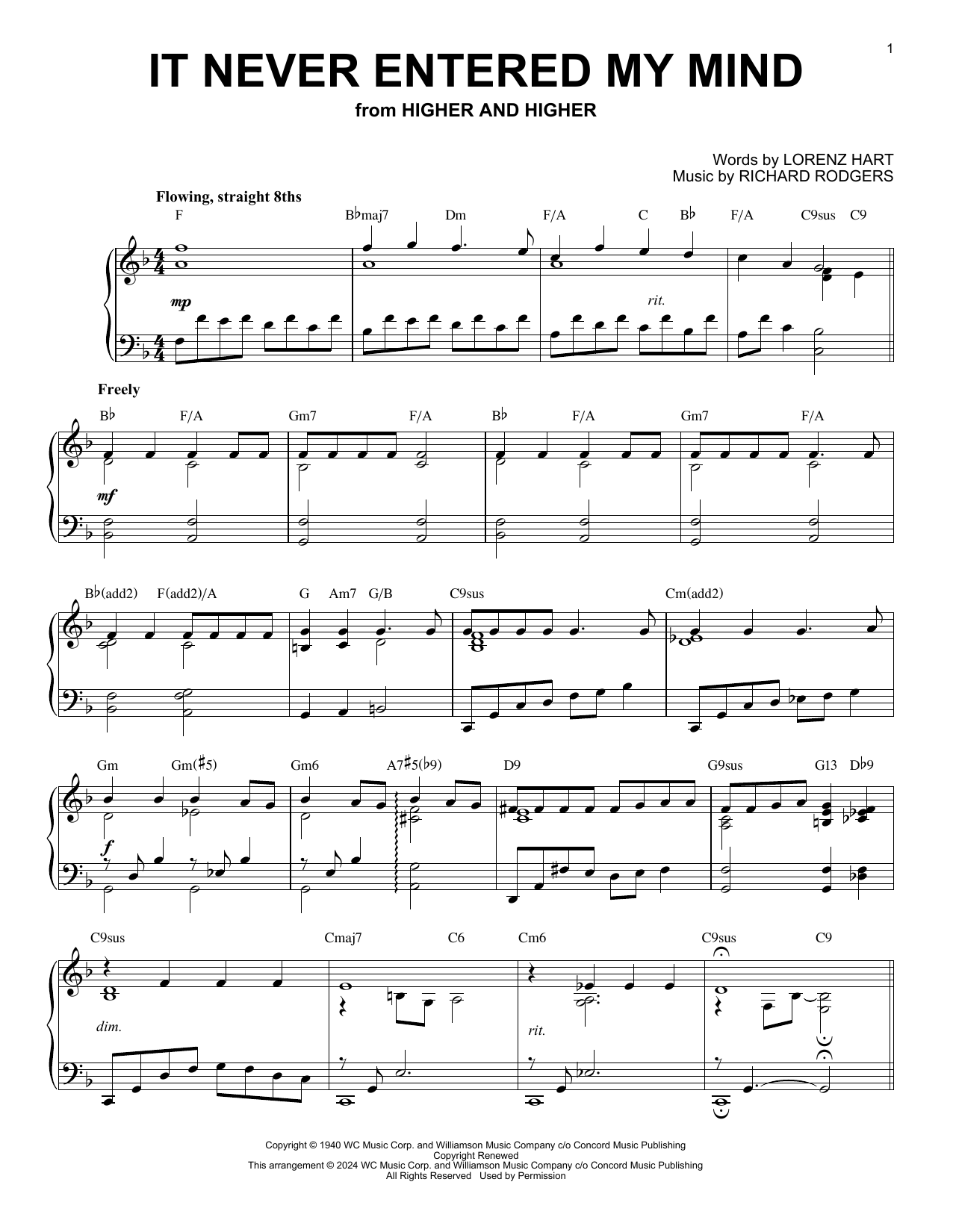 Download Rodgers & Hart It Never Entered My Mind (arr. Brent Edstrom) Sheet Music and learn how to play Piano Solo PDF digital score in minutes