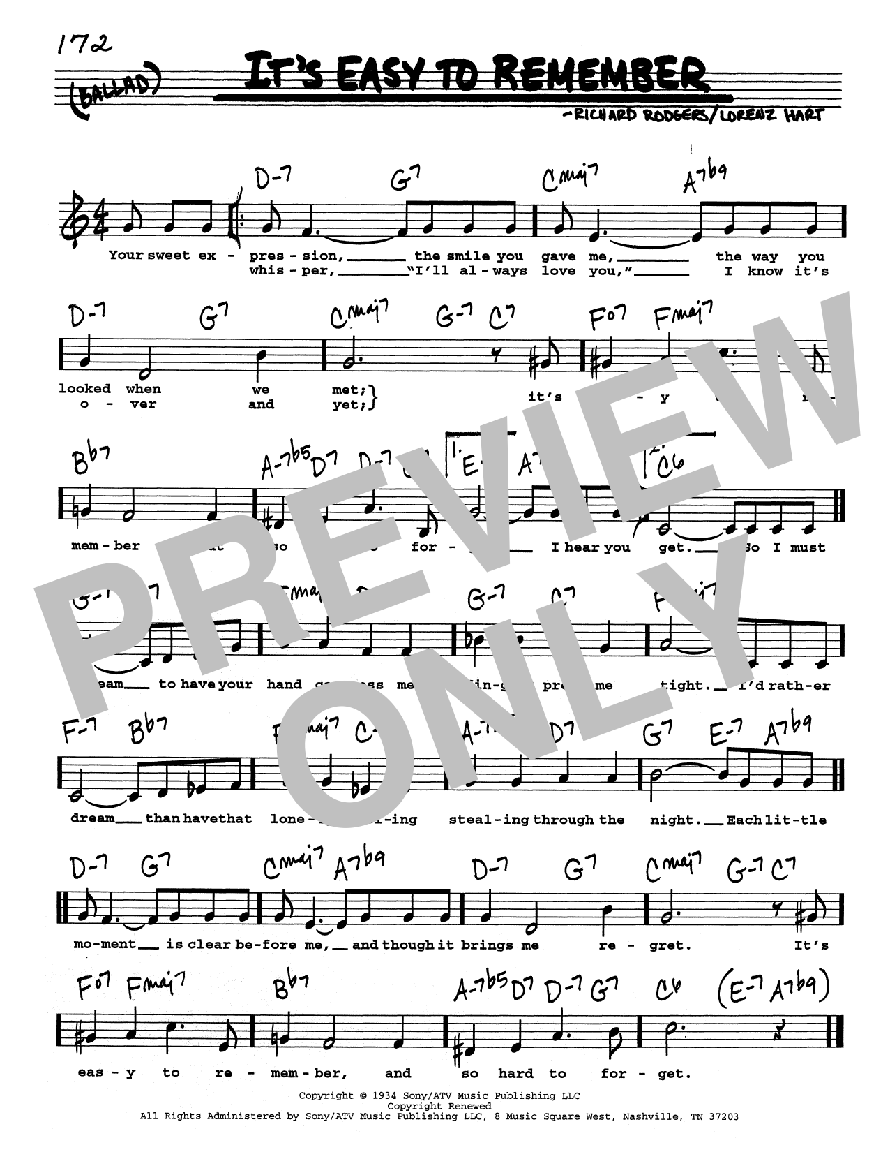 Download Rodgers & Hart It's Easy To Remember (Low Voice) Sheet Music and learn how to play Real Book – Melody, Lyrics & Chords PDF digital score in minutes