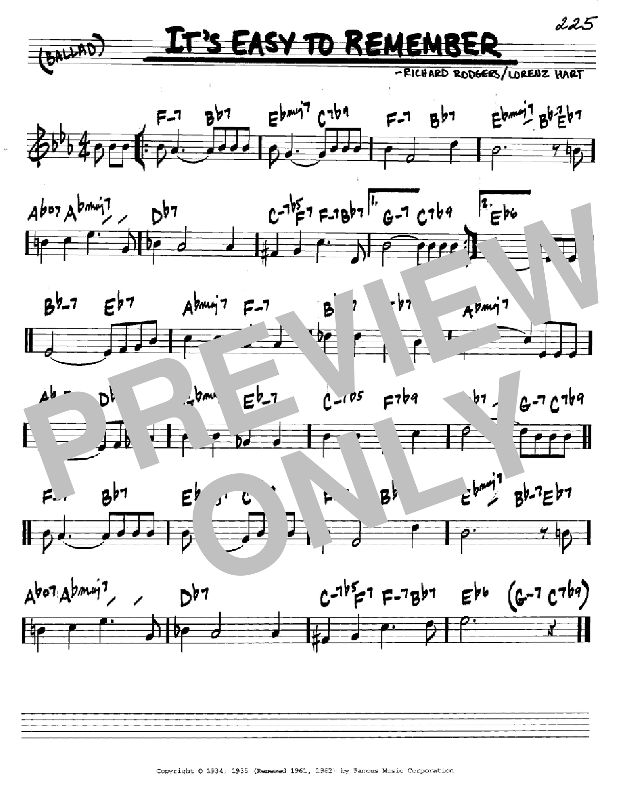 Download Rodgers & Hart It's Easy To Remember Sheet Music and learn how to play Real Book - Melody & Chords - Bass Clef Instruments PDF digital score in minutes