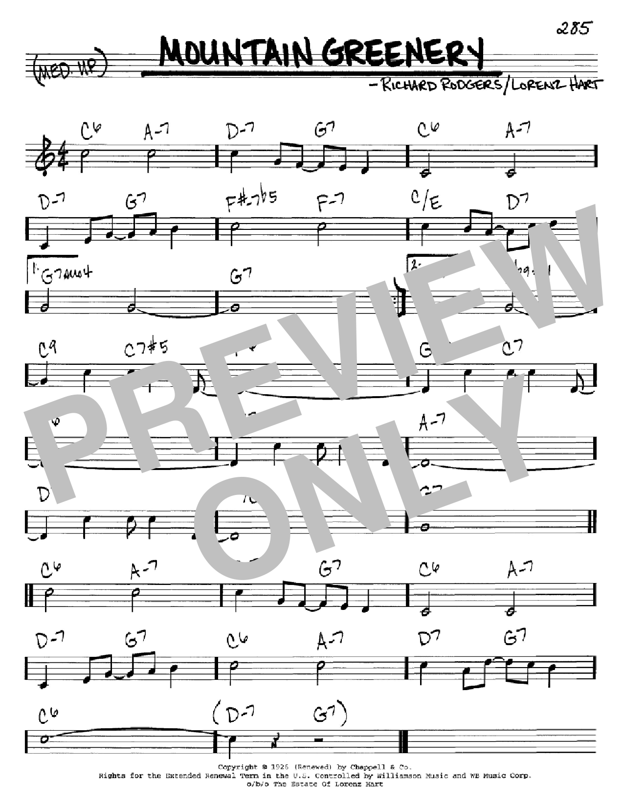 Download Rodgers & Hart Mountain Greenery Sheet Music and learn how to play Melody Line, Lyrics & Chords PDF digital score in minutes