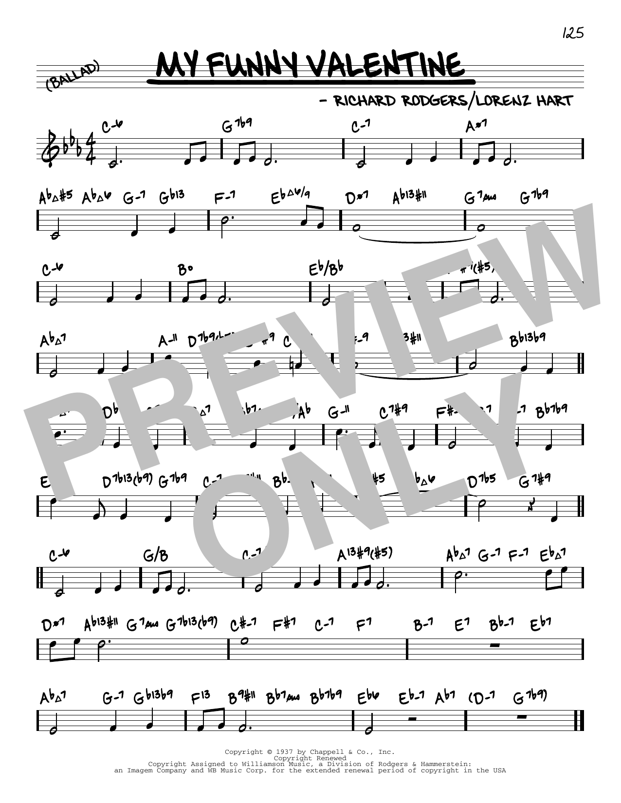Download Rodgers & Hart My Funny Valentine (arr. David Hazeltine) Sheet Music and learn how to play Real Book – Enhanced Chords PDF digital score in minutes