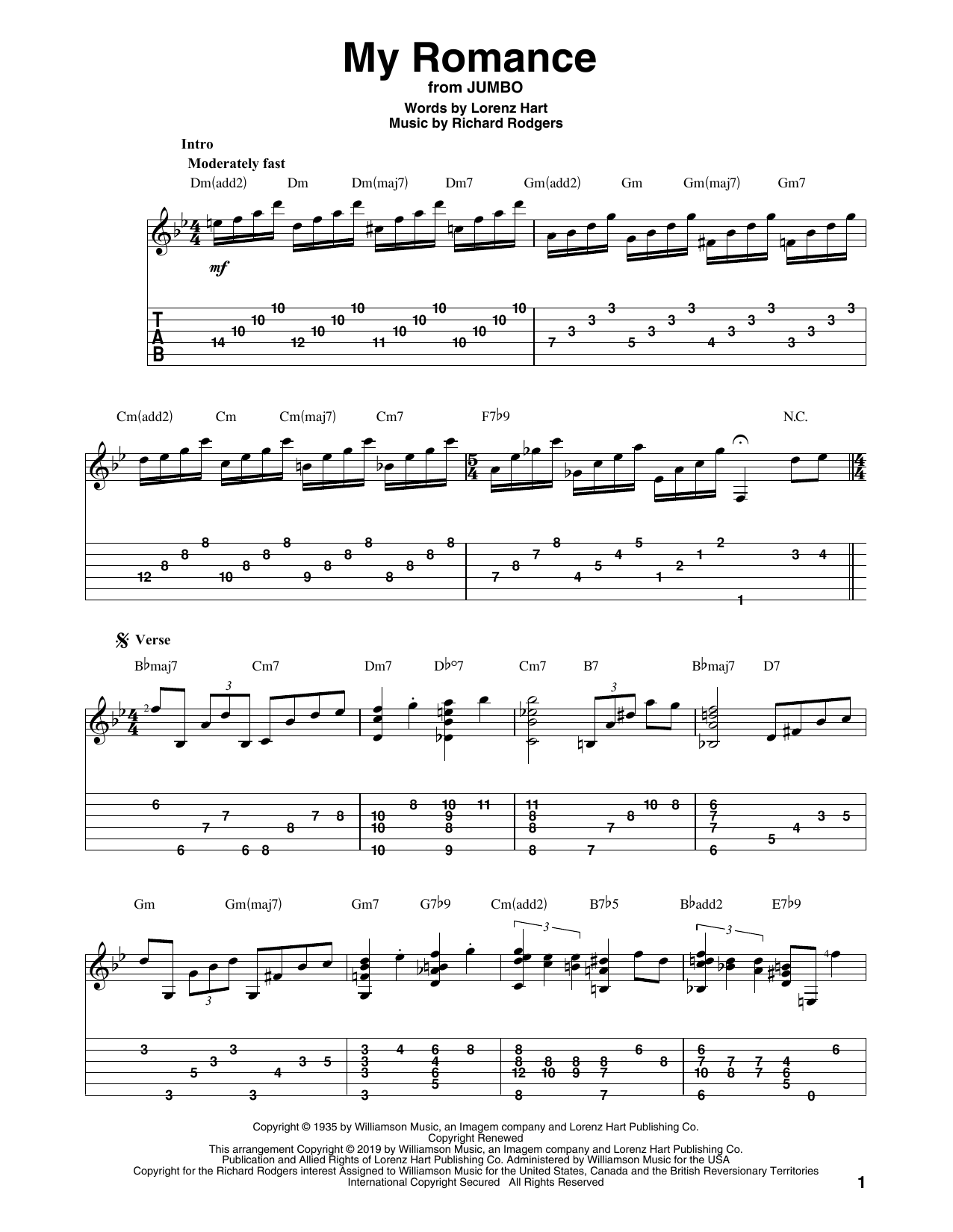 Download Rodgers & Hart My Romance (arr. Bill LaFleur) Sheet Music and learn how to play Solo Guitar PDF digital score in minutes