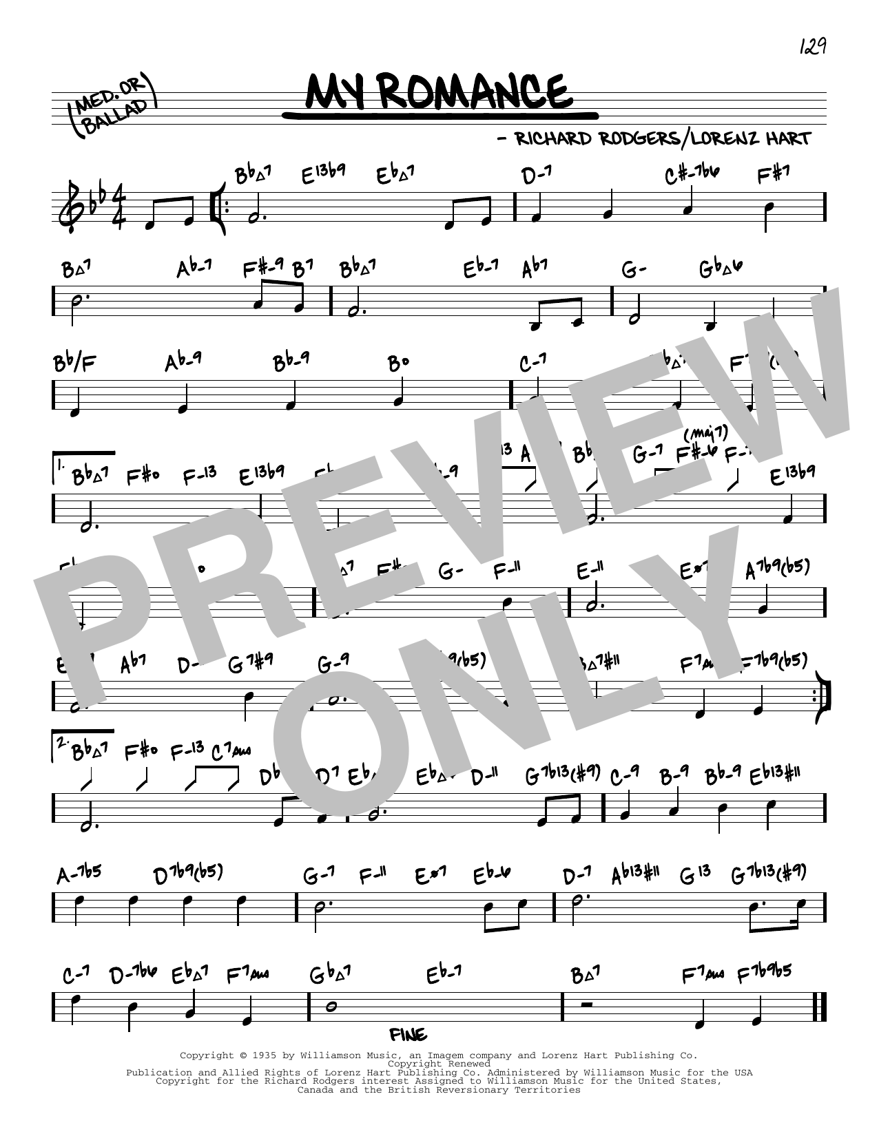 Download Rodgers & Hart My Romance (arr. David Hazeltine) Sheet Music and learn how to play Real Book – Enhanced Chords PDF digital score in minutes