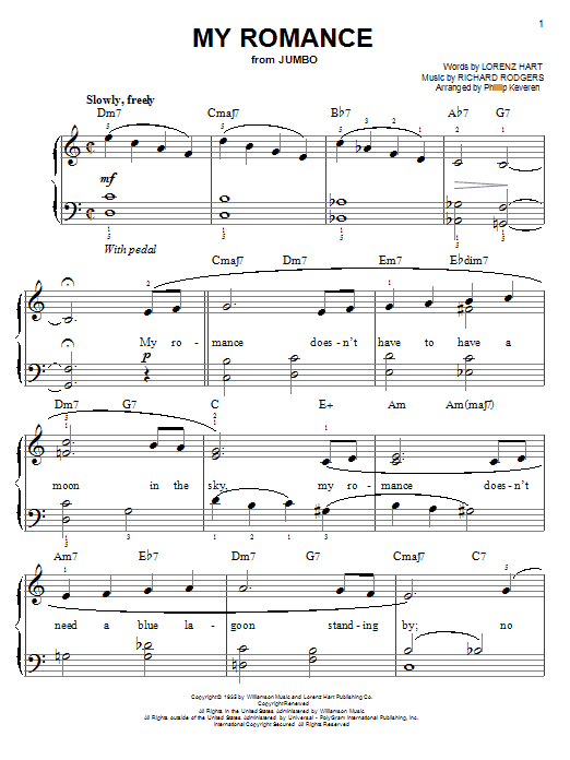 Download Rodgers & Hart My Romance Sheet Music and learn how to play Easy Piano PDF digital score in minutes