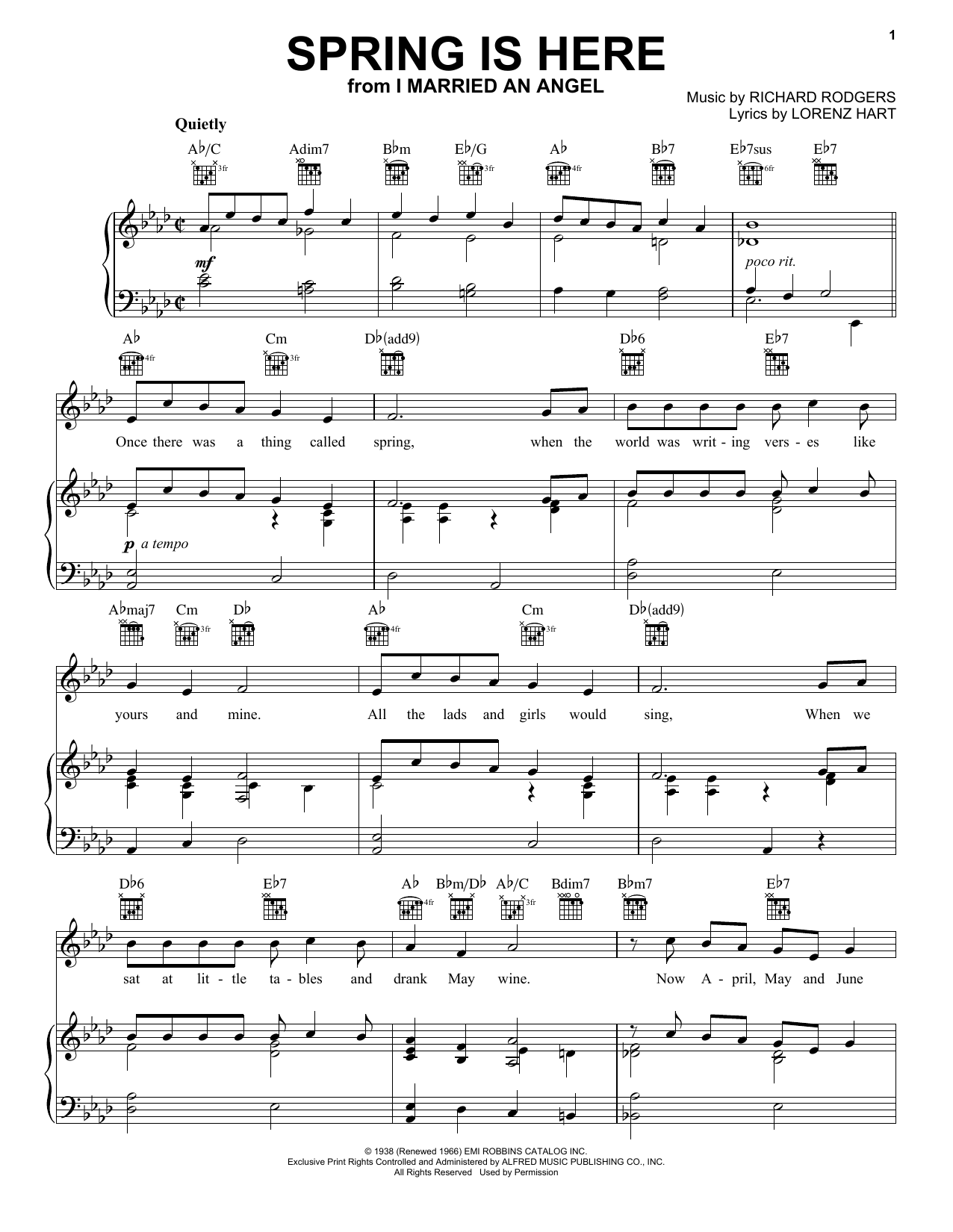 Download Rodgers & Hart Spring Is Here Sheet Music and learn how to play Real Book – Melody & Chords PDF digital score in minutes