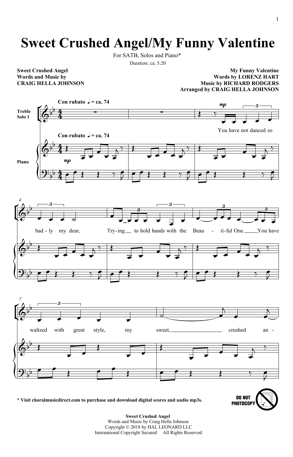 Download Rodgers & Hart Sweet Crushed Angel/My Funny Valentine (arr. Craig Hella Johnson) Sheet Music and learn how to play SATB Choir PDF digital score in minutes
