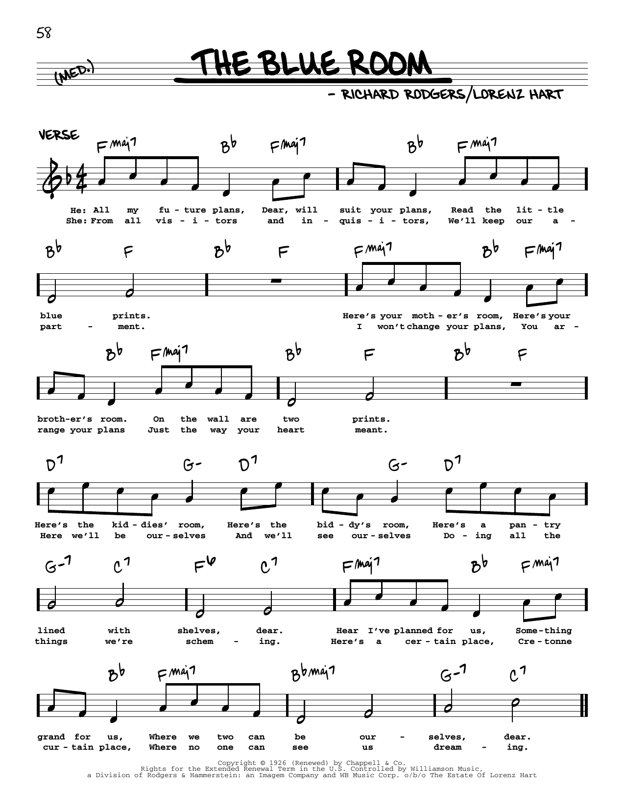Download Rodgers & Hart The Blue Room (arr. Robert Rawlins) Sheet Music and learn how to play Real Book – Melody, Lyrics & Chords PDF digital score in minutes