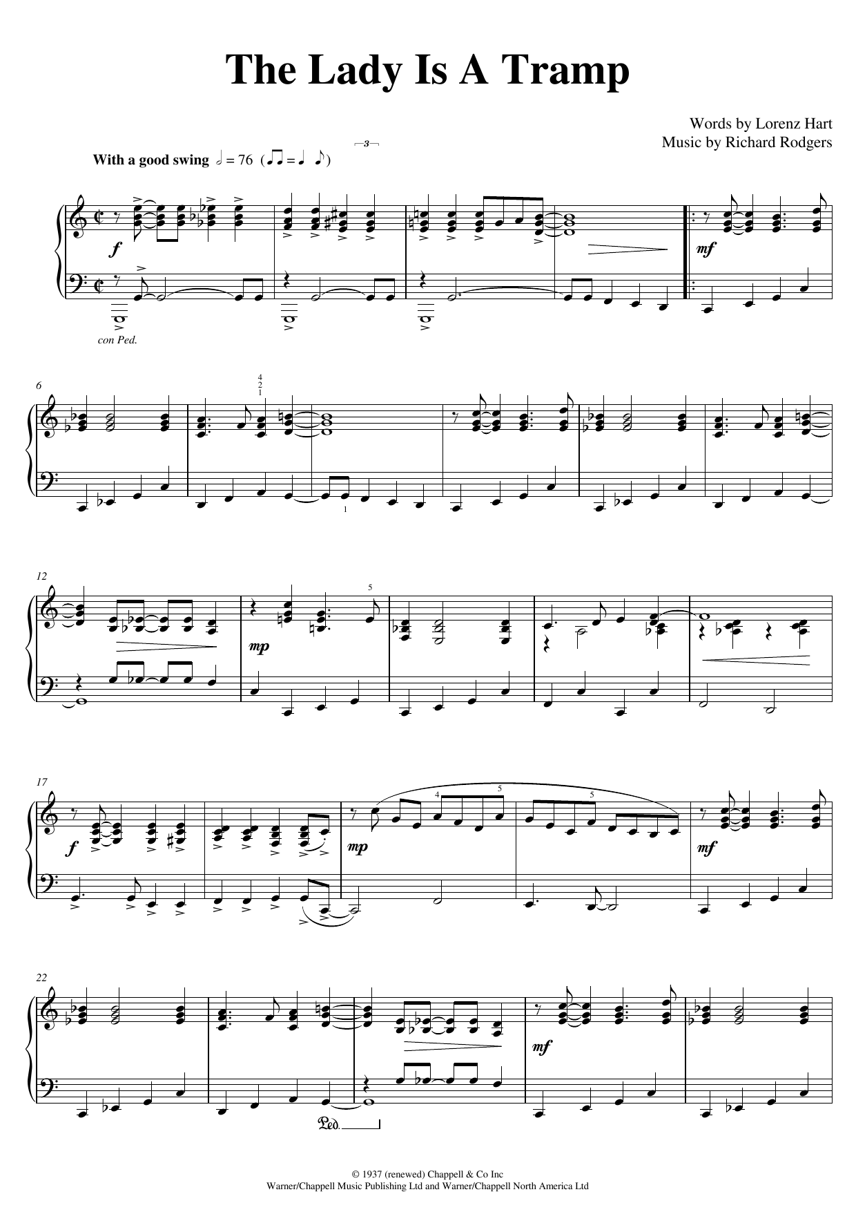 Download Rodgers & Hart The Lady Is A Tramp (arr. Pam Wedgwood) Sheet Music and learn how to play Piano Solo PDF digital score in minutes