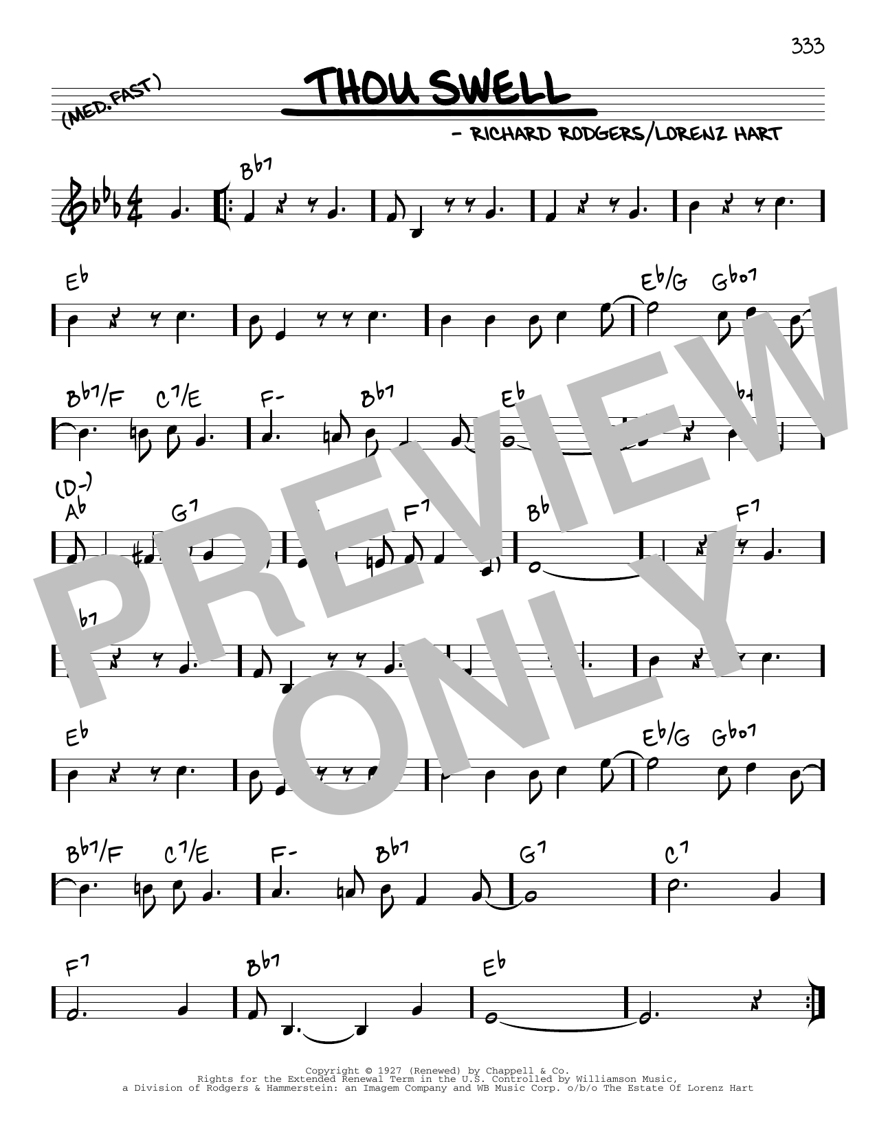 Download Rodgers & Hart Thou Swell (arr. Robert Rawlins) Sheet Music and learn how to play Real Book – Melody, Lyrics & Chords PDF digital score in minutes