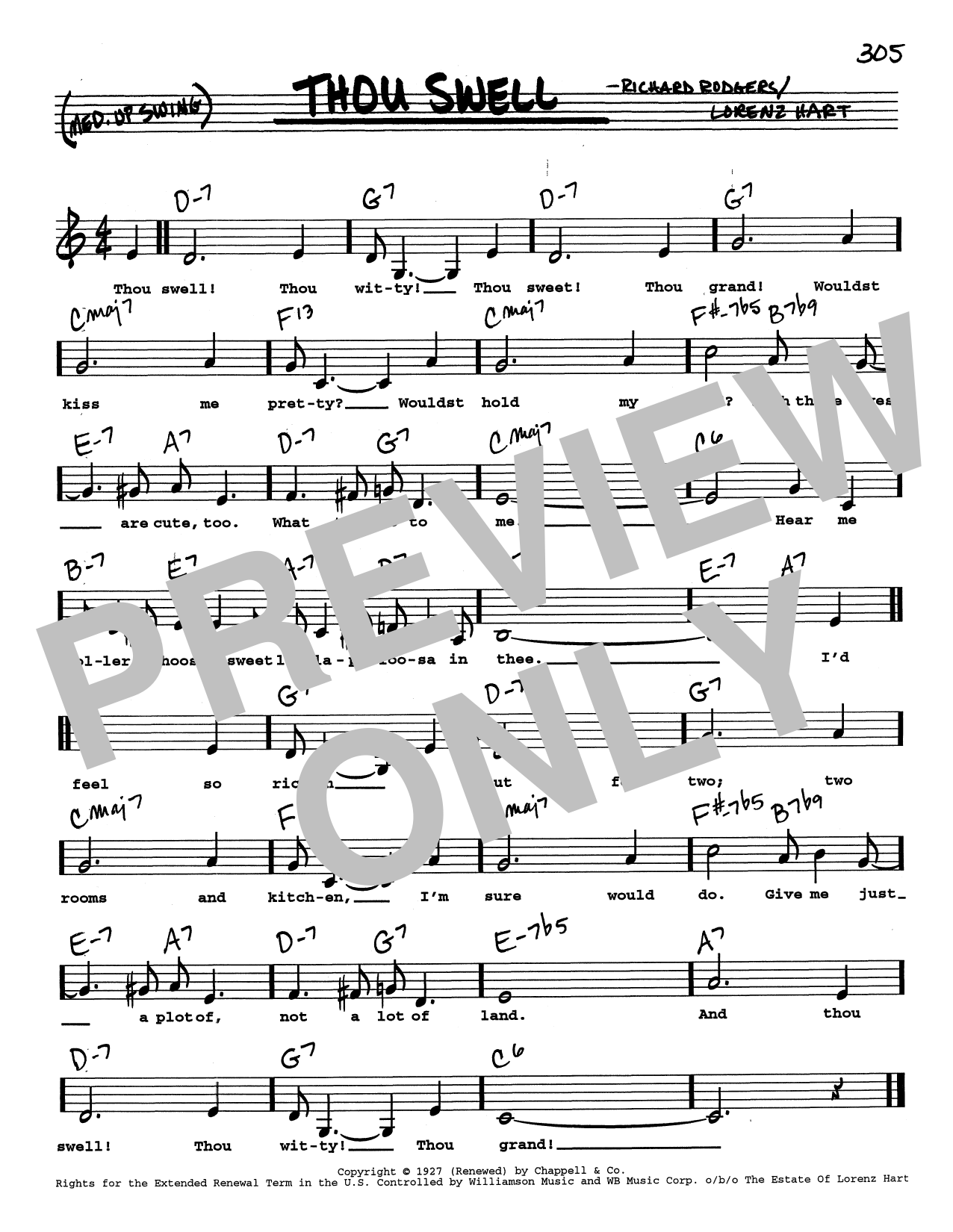 Download Rodgers & Hart Thou Swell (Low Voice) Sheet Music and learn how to play Real Book – Melody, Lyrics & Chords PDF digital score in minutes