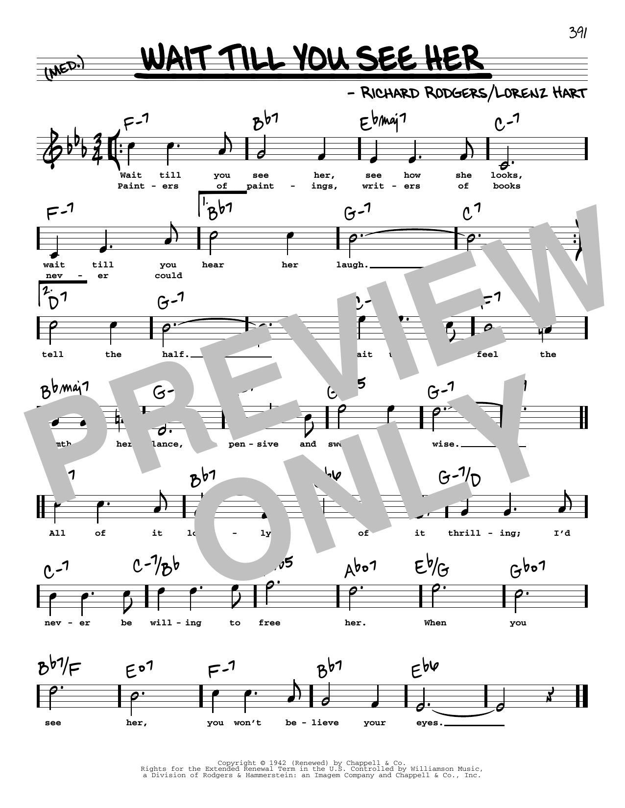Download Rodgers & Hart Wait Till You See Her (High Voice) Sheet Music and learn how to play Real Book – Melody, Lyrics & Chords PDF digital score in minutes