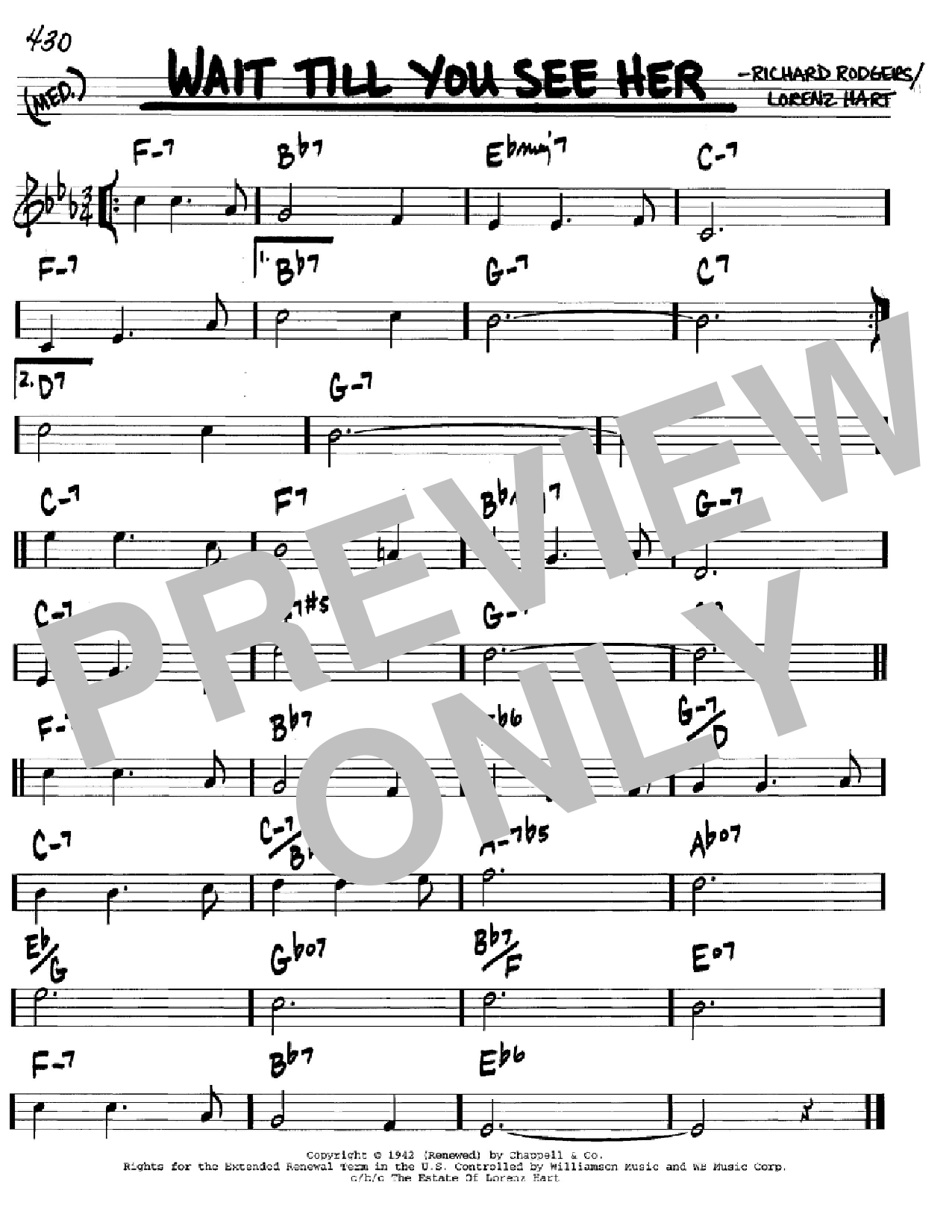 Download Rodgers & Hart Wait Till You See Her Sheet Music and learn how to play Real Book - Melody & Chords - C Instruments PDF digital score in minutes