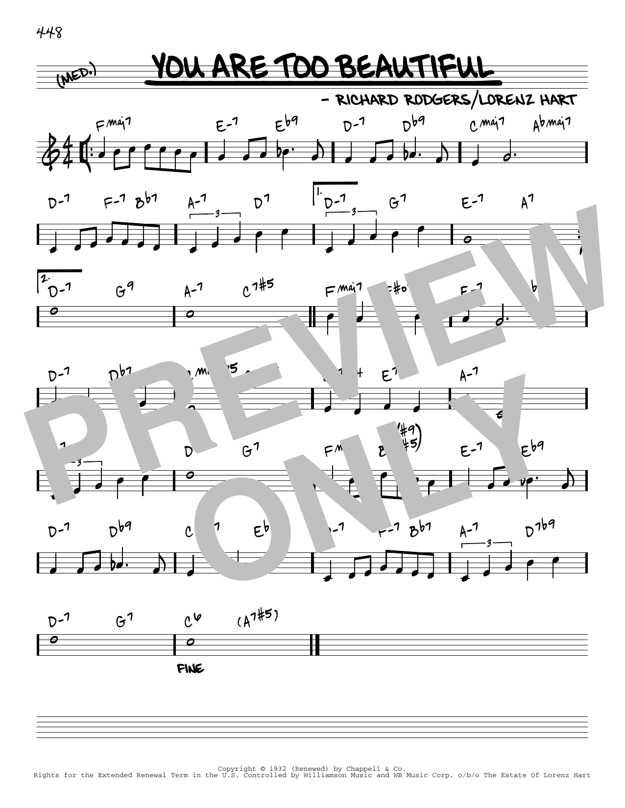 Download Rodgers & Hart You Are Too Beautiful [Reharmonized version] (arr. Jack Grassel) Sheet Music and learn how to play Real Book – Melody & Chords PDF digital score in minutes