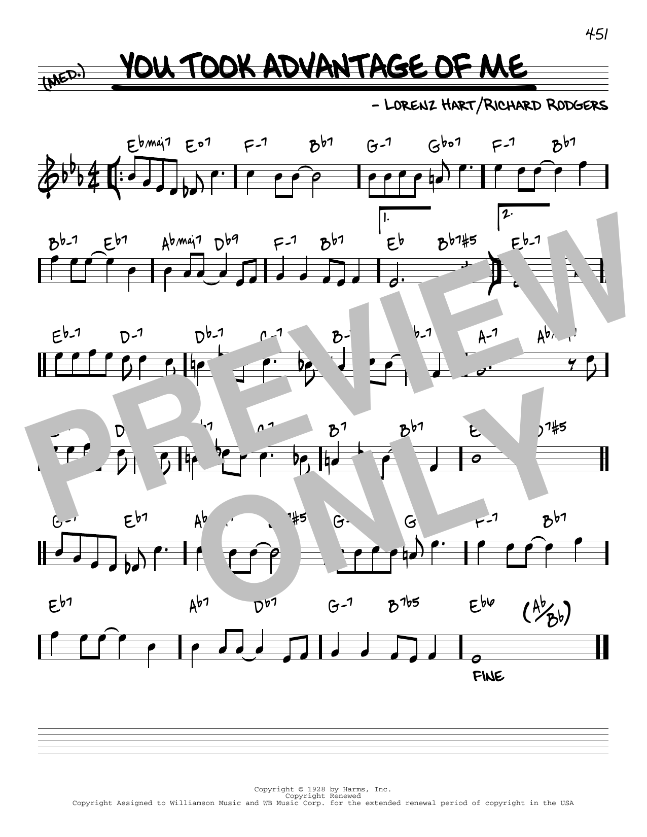 Download Rodgers & Hart You Took Advantage Of Me [Reharmonized version] (arr. Jack Grassel) Sheet Music and learn how to play Real Book – Melody & Chords PDF digital score in minutes
