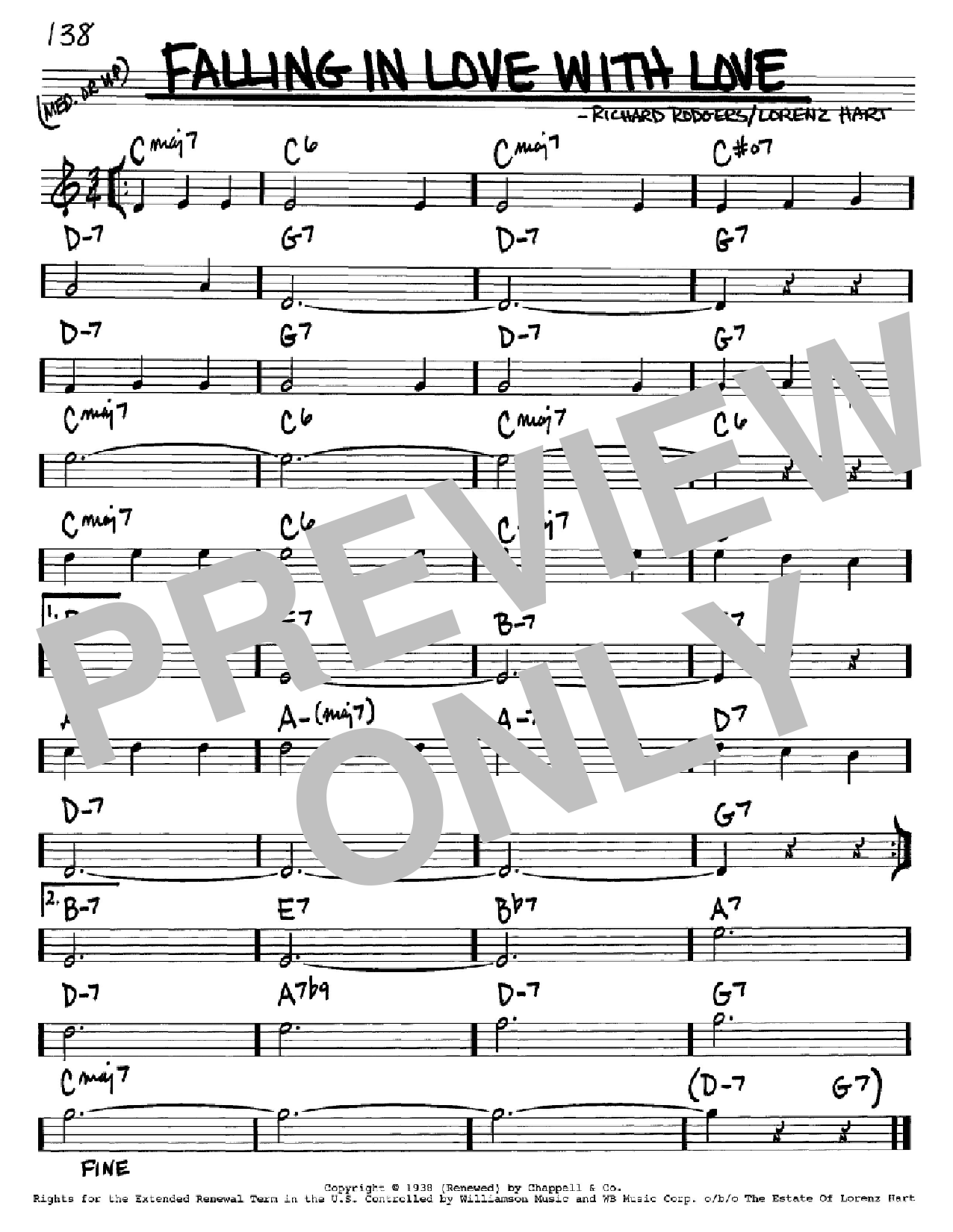 Download Rodgers & Hart Falling In Love With Love Sheet Music and learn how to play Real Book - Melody & Chords - Bb Instruments PDF digital score in minutes