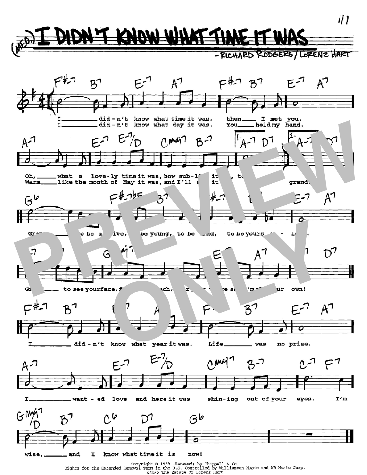 Download Rodgers & Hart I Didn't Know What Time It Was Sheet Music and learn how to play Real Book - Melody, Lyrics & Chords - C Instruments PDF digital score in minutes
