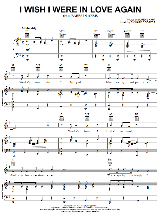 Download Frank Sinatra I Wish I Were In Love Again Sheet Music and learn how to play Piano, Vocal & Guitar (Right-Hand Melody) PDF digital score in minutes
