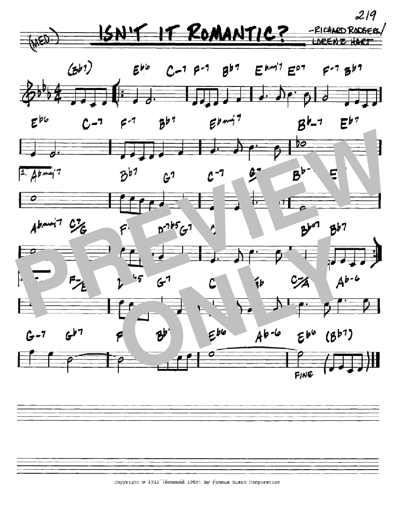 Download Rodgers & Hart Isn't It Romantic? Sheet Music and learn how to play Real Book - Melody & Chords - C Instruments PDF digital score in minutes