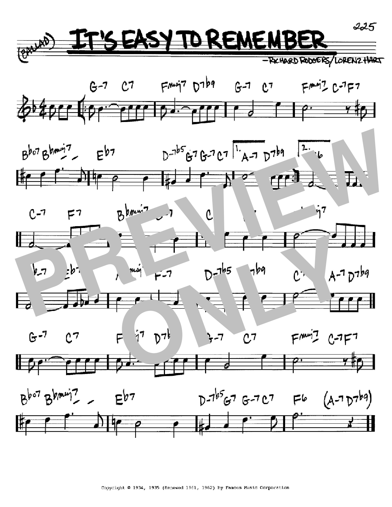 Download Rodgers & Hart It's Easy To Remember Sheet Music and learn how to play Real Book - Melody & Chords - Bb Instruments PDF digital score in minutes