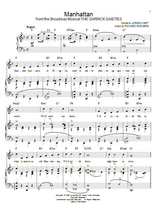 Download Rodgers & Hart Manhattan Sheet Music and learn how to play Piano & Vocal PDF digital score in minutes