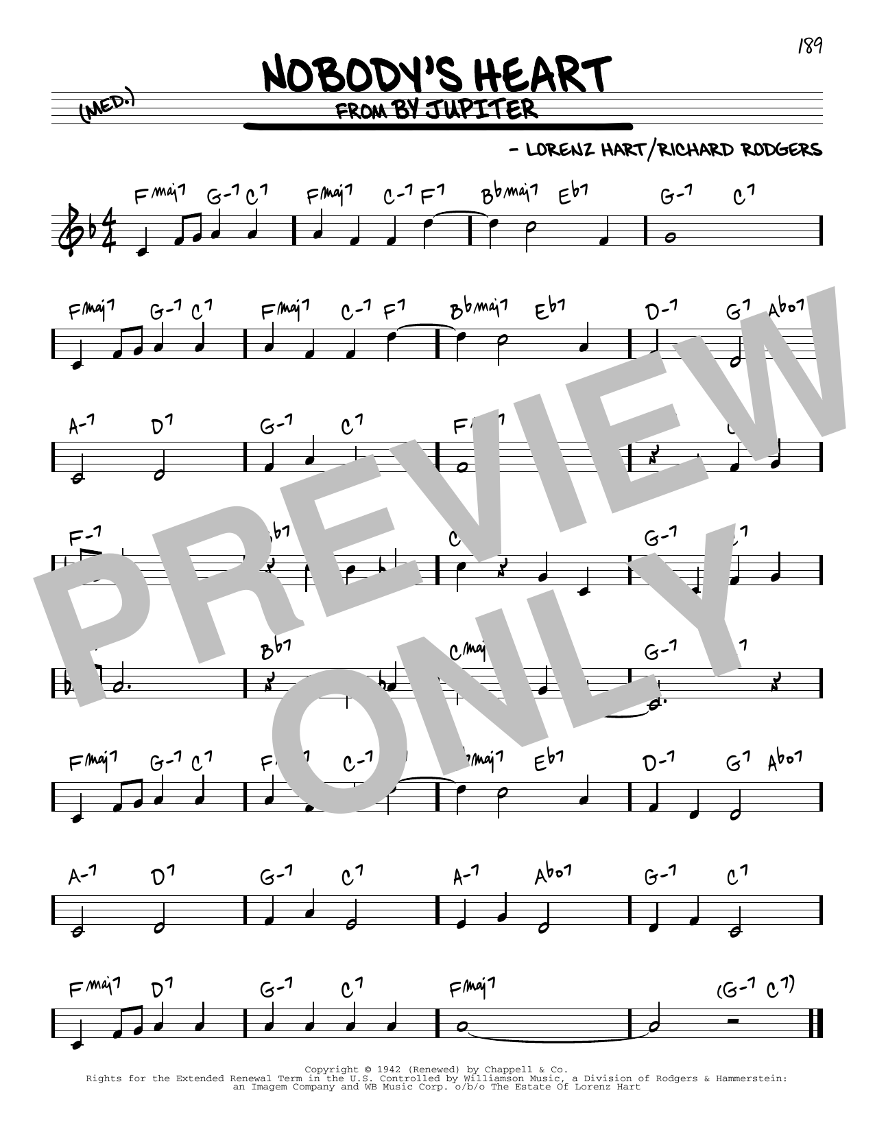 Download Rodgers & Hart Nobody's Heart Sheet Music and learn how to play Real Book – Melody & Chords PDF digital score in minutes