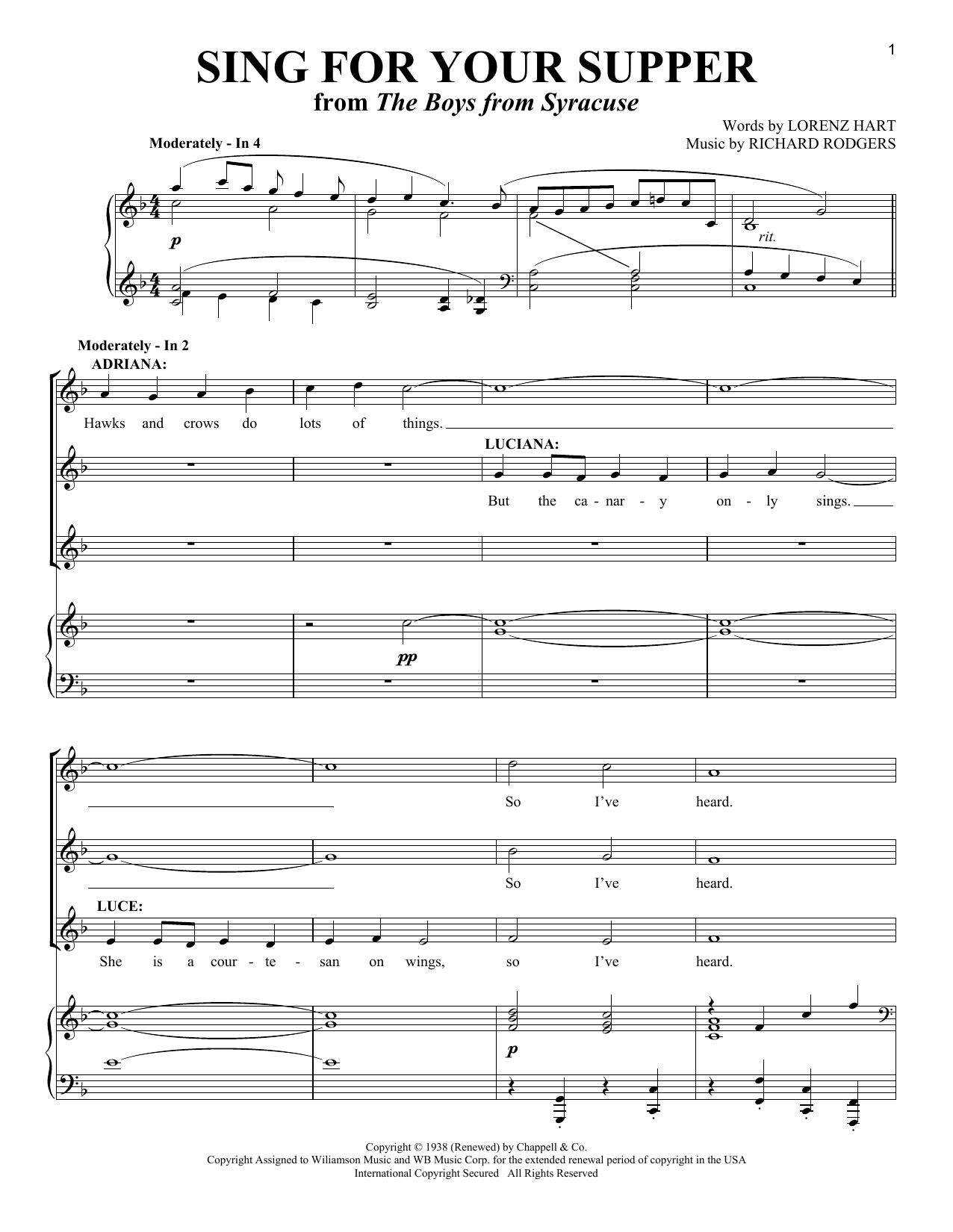 Download Rodgers & Hart Sing For Your Supper Sheet Music and learn how to play Piano, Vocal & Guitar (Right-Hand Melody) PDF digital score in minutes