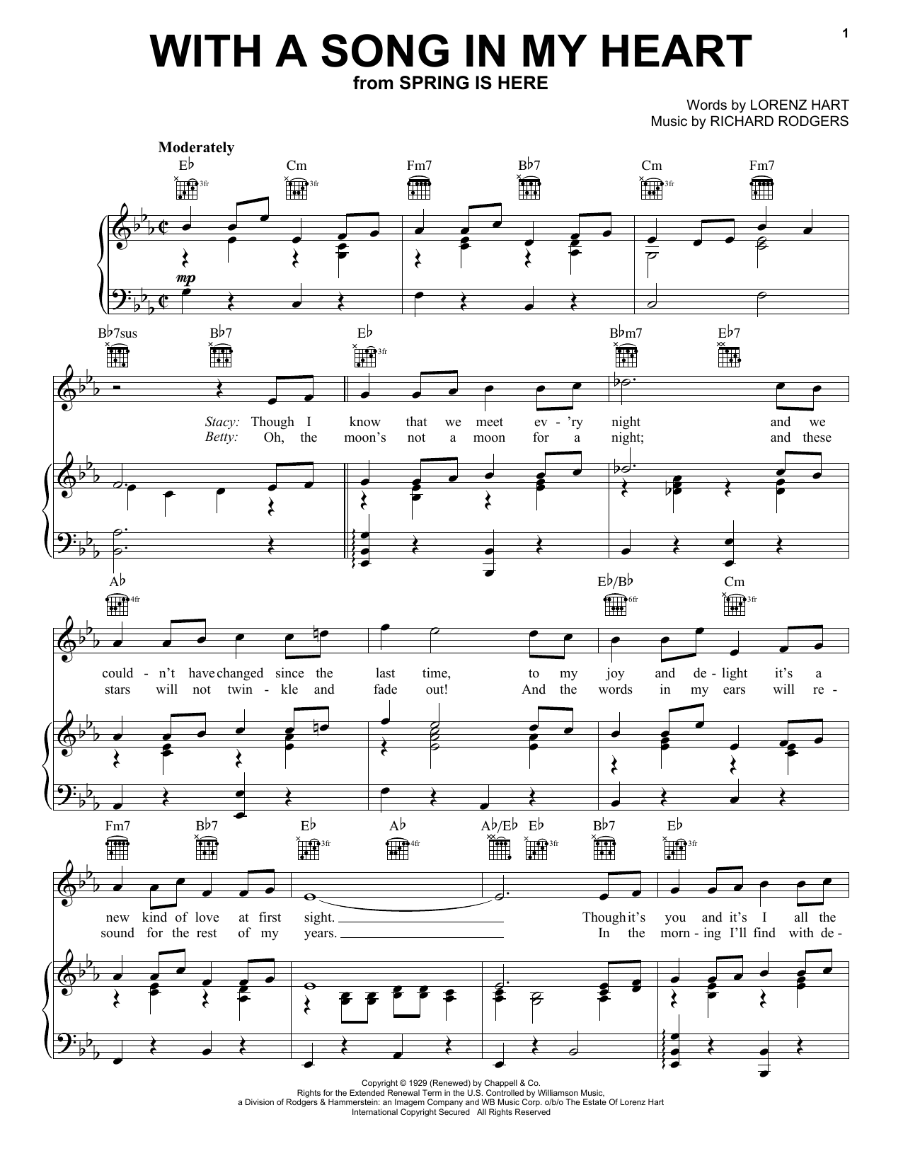 Download Rodgers & Hart With A Song In My Heart Sheet Music and learn how to play Piano, Vocal & Guitar (Right-Hand Melody) PDF digital score in minutes