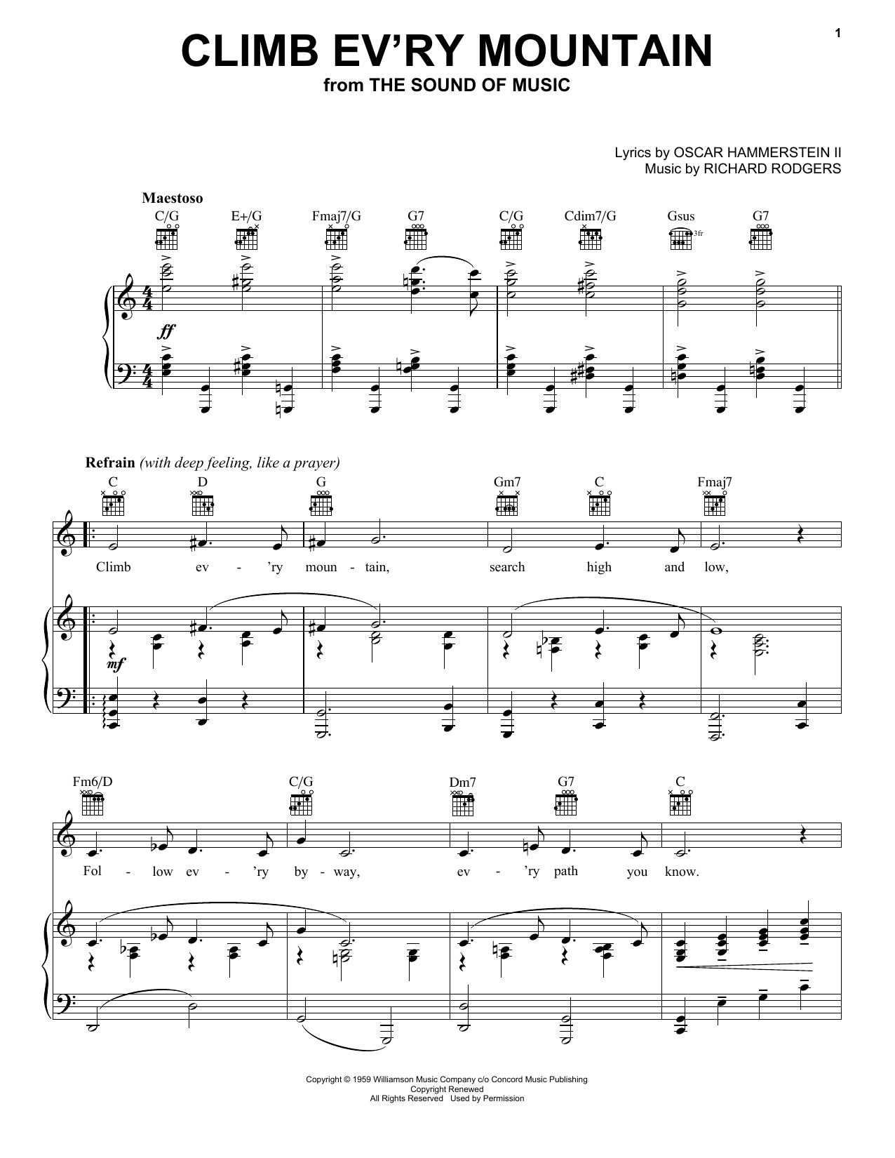 Download Rodgers & Hammerstein Sheet Music and learn how to play Piano, Vocal & Guitar (Right-Hand Melody) PDF score in minutes