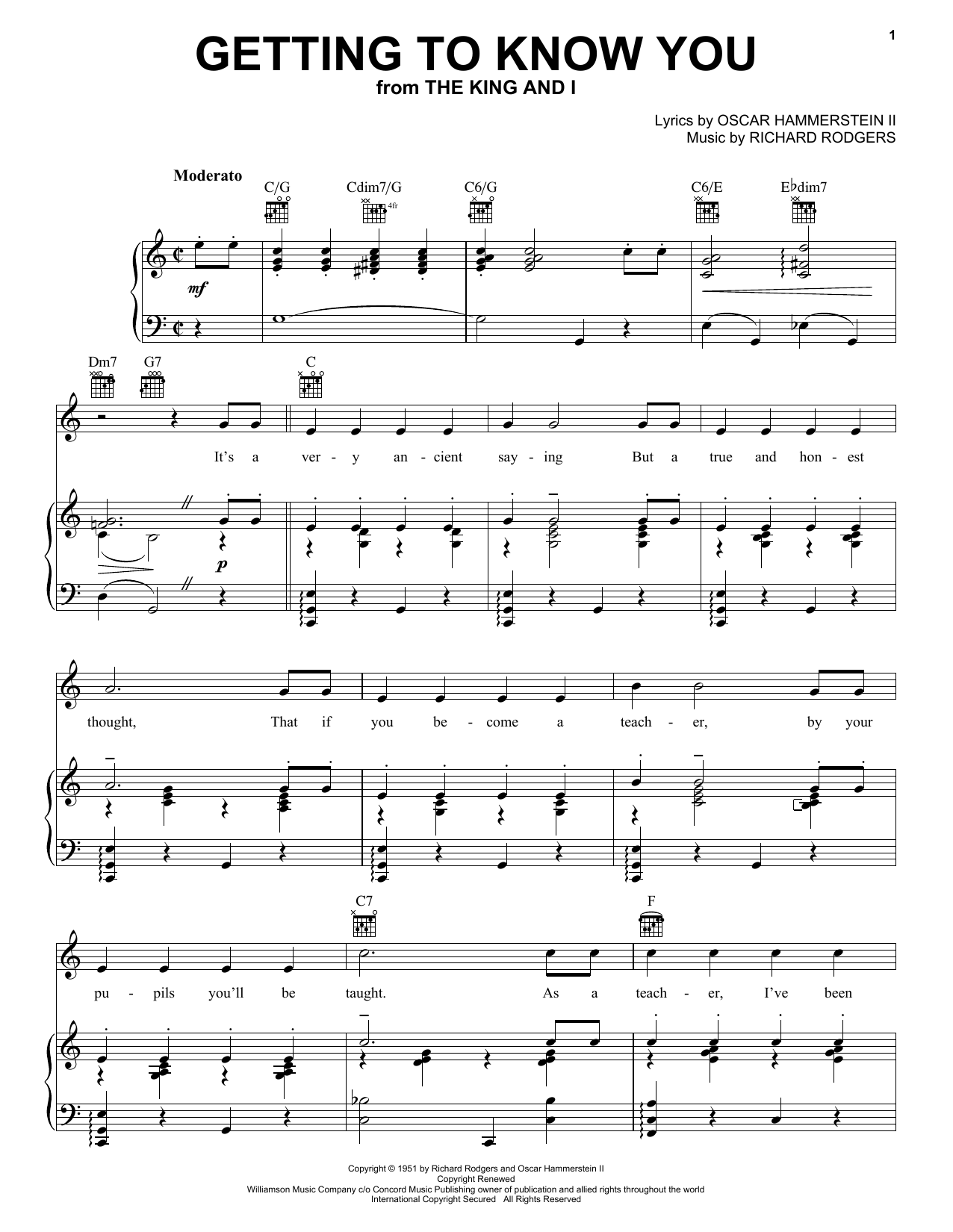 Download Rodgers & Hammerstein Sheet Music and learn how to play Piano, Vocal & Guitar (Right-Hand Melody) PDF score in minutes