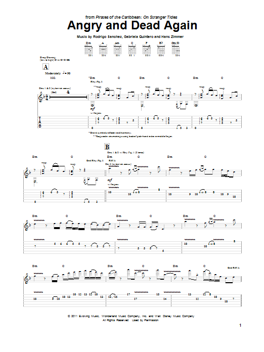 Download Rodrigo y Gabriela Angry And Dead Again Sheet Music and learn how to play Guitar Tab PDF digital score in minutes