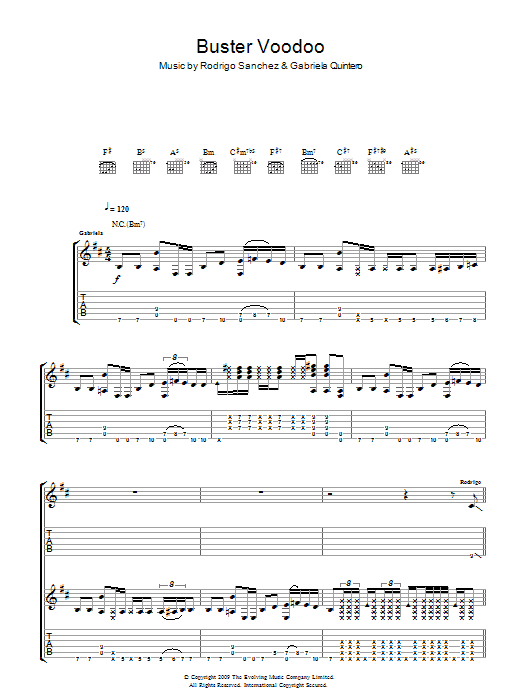 Download Rodrigo y Gabriela Buster Voodoo Sheet Music and learn how to play Guitar Tab PDF digital score in minutes