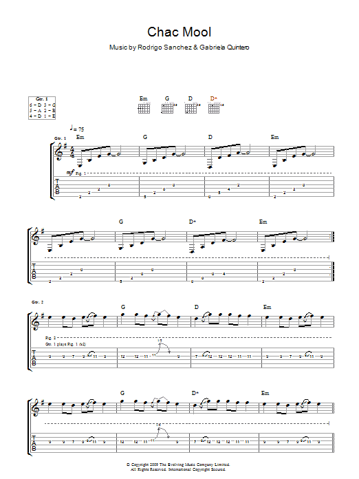 Download Rodrigo y Gabriela Chac Mool Sheet Music and learn how to play Guitar Tab PDF digital score in minutes