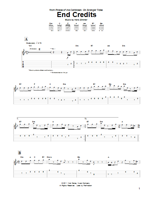 Download Rodrigo y Gabriela End Credits Sheet Music and learn how to play Guitar Tab PDF digital score in minutes