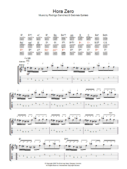 Download Rodrigo y Gabriela Hora Zero Sheet Music and learn how to play Guitar Tab PDF digital score in minutes
