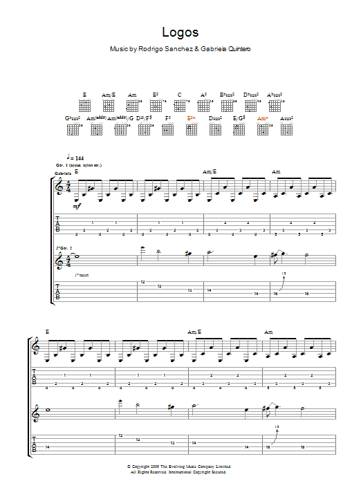 Download Rodrigo y Gabriela Logos Sheet Music and learn how to play Guitar Tab PDF digital score in minutes