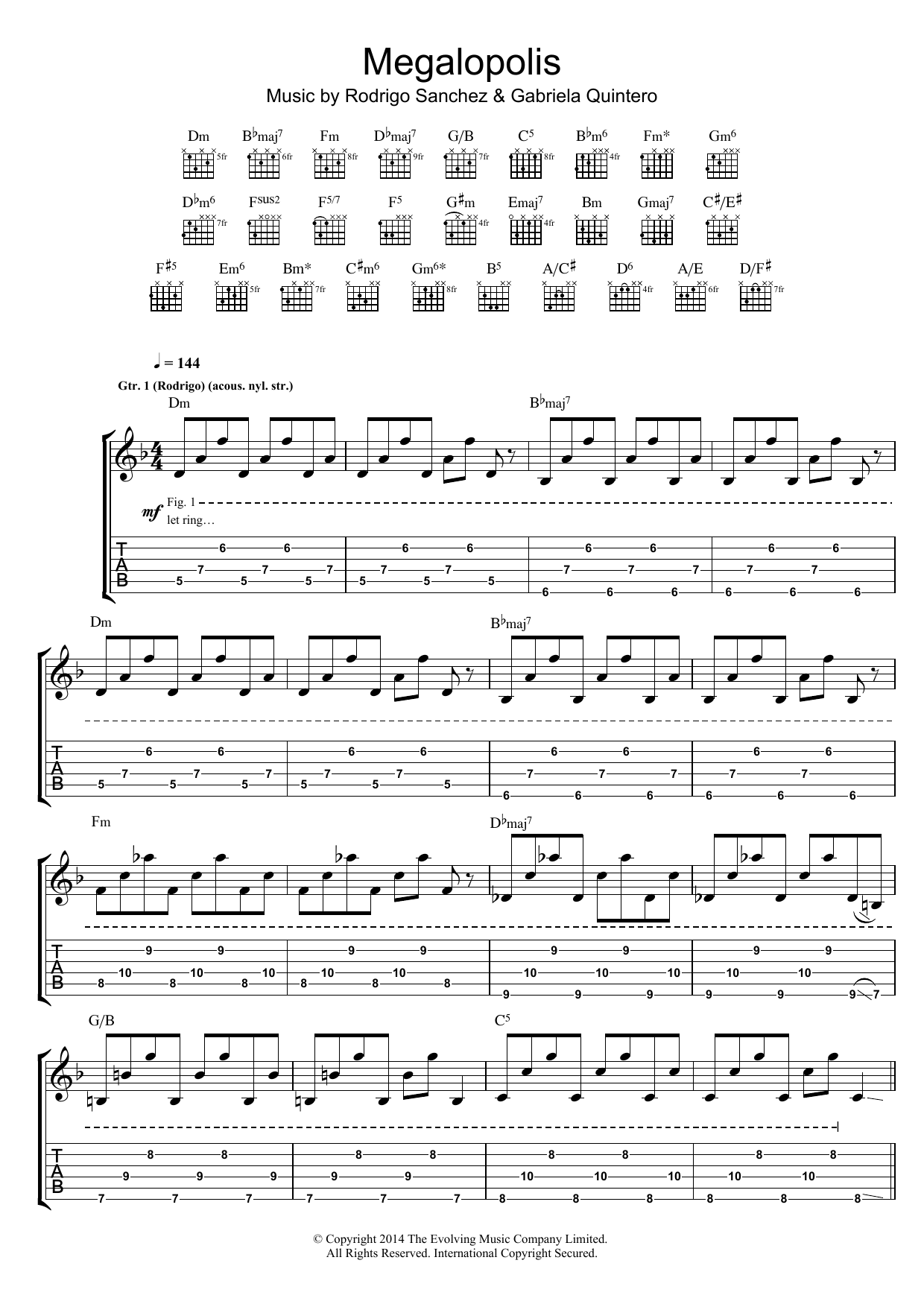 Download Rodrigo y Gabriela Megalopolis Sheet Music and learn how to play Guitar Tab PDF digital score in minutes