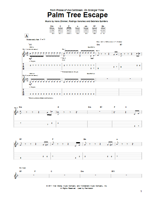 Download Rodrigo y Gabriela Palm Tree Escape Sheet Music and learn how to play Guitar Tab PDF digital score in minutes