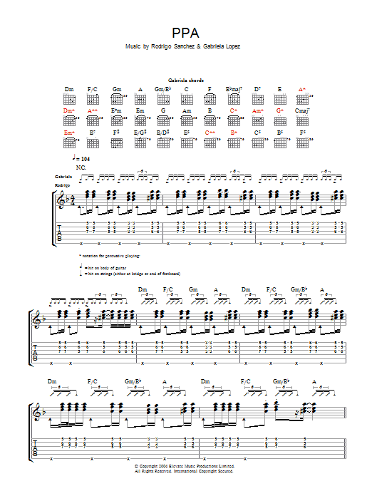 Download Rodrigo y Gabriela PPA Sheet Music and learn how to play Guitar Tab PDF digital score in minutes