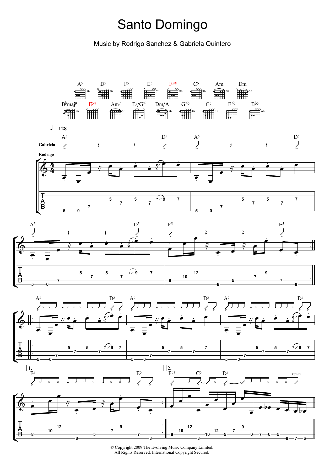 Download Rodrigo y Gabriela Santo Domingo Sheet Music and learn how to play Guitar Tab PDF digital score in minutes