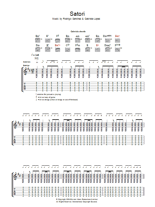 Download Rodrigo y Gabriela Satori Sheet Music and learn how to play Guitar Tab PDF digital score in minutes