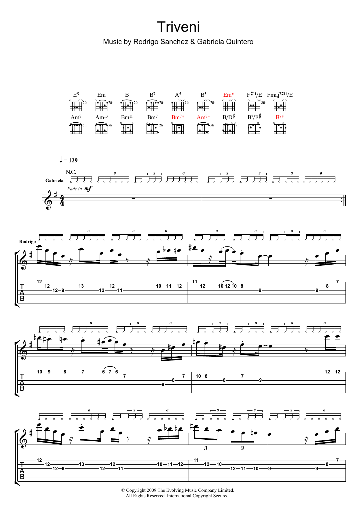 Download Rodrigo y Gabriela Triveni Sheet Music and learn how to play Guitar Tab PDF digital score in minutes