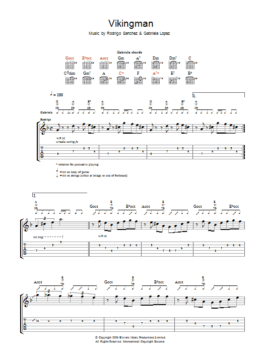 Download Rodrigo y Gabriela Vikingman Sheet Music and learn how to play Guitar Tab PDF digital score in minutes