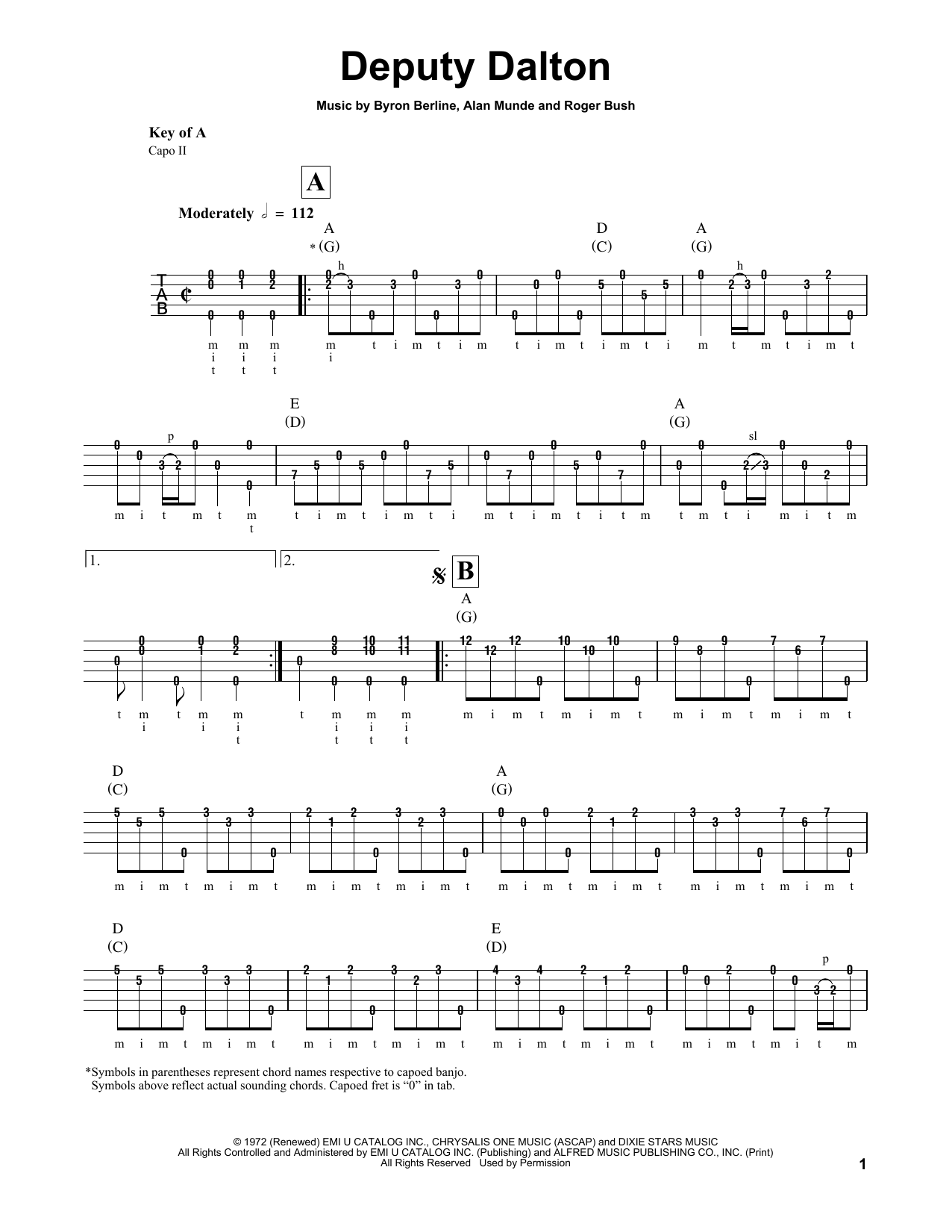 Download Marco Zanzi Deputy Dalton Sheet Music and learn how to play Banjo PDF digital score in minutes